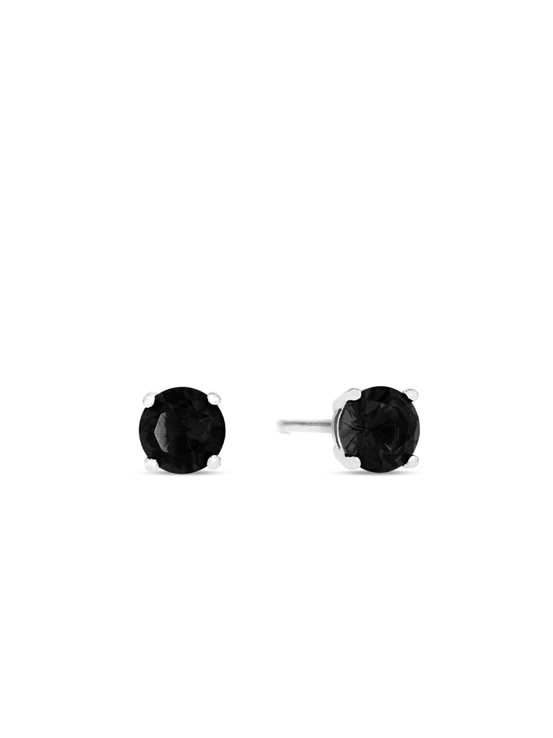 Sterling Silver Black Cubic Zirconia Stud EarringsS / 6MM 4CLAW BLACK STUDS