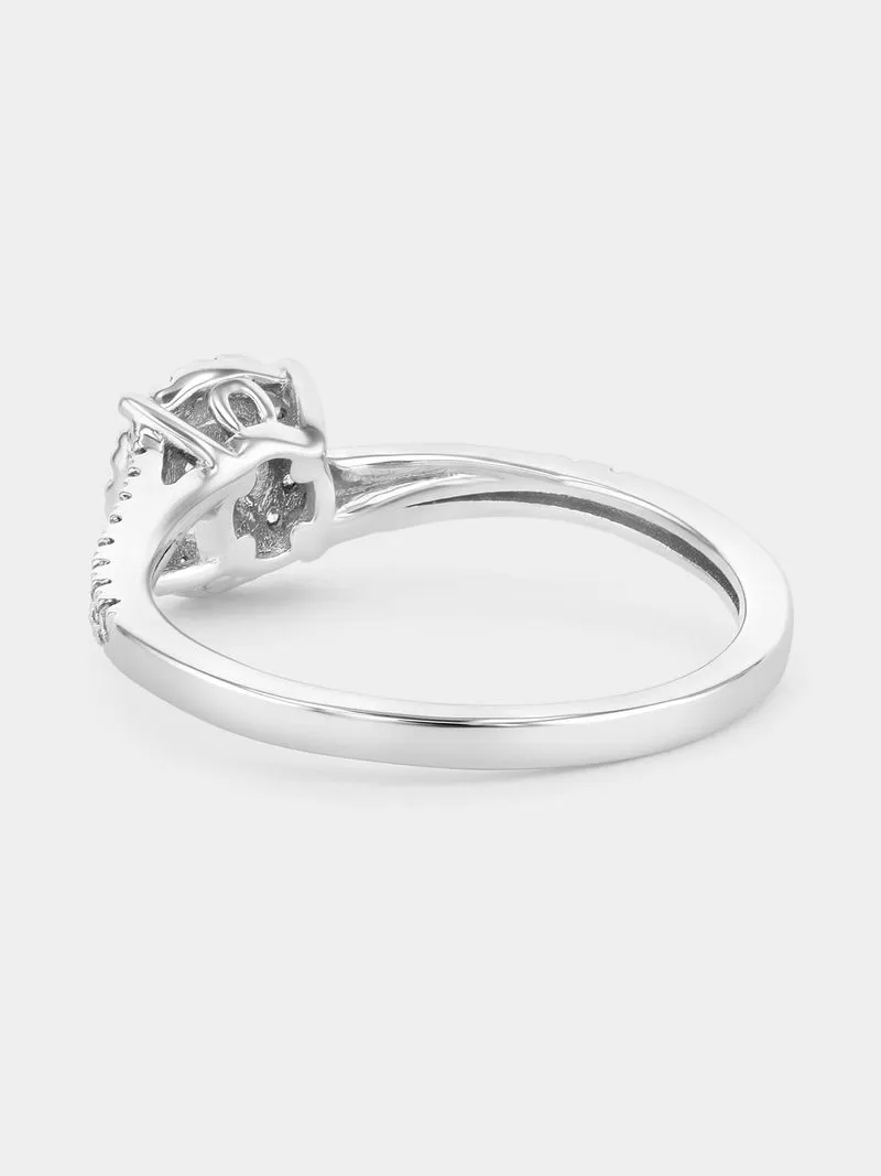 Sterling Silver Lab Grown Diamond Halo Embrace Ring