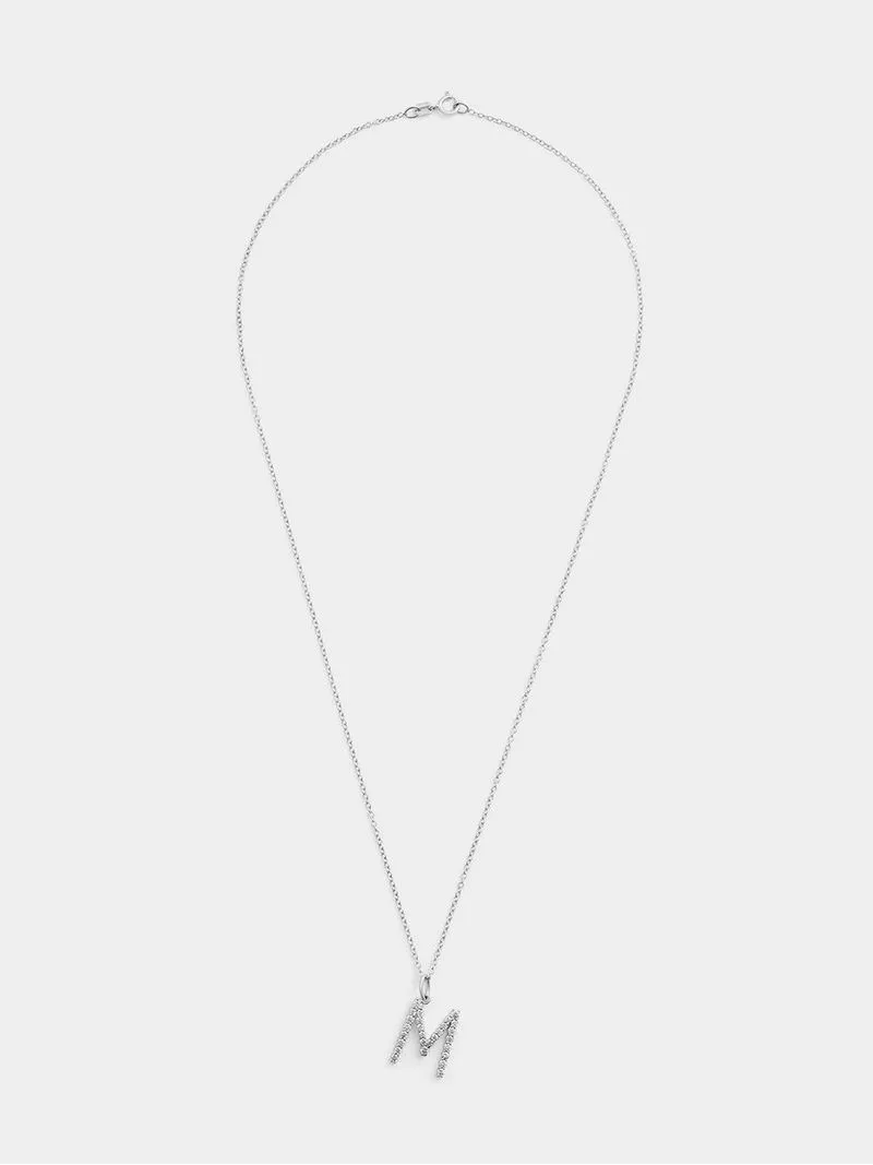 Cheté Sterling Silver Cubic Zirconia “M” Initial Pendant