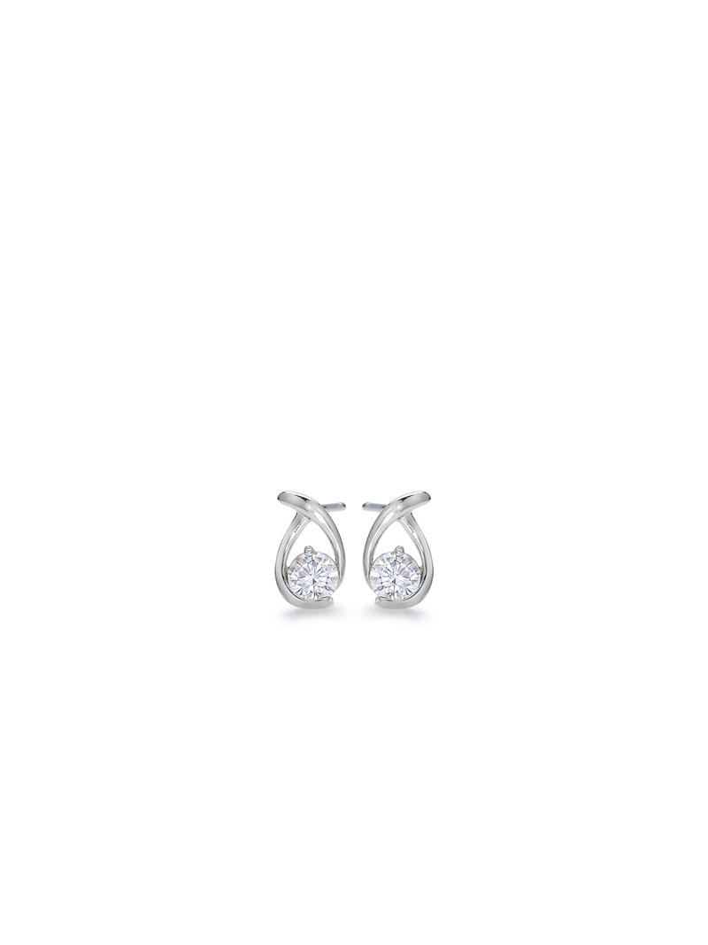 Sterling Silver Cubic Zirconia Twist Solitaire Studs