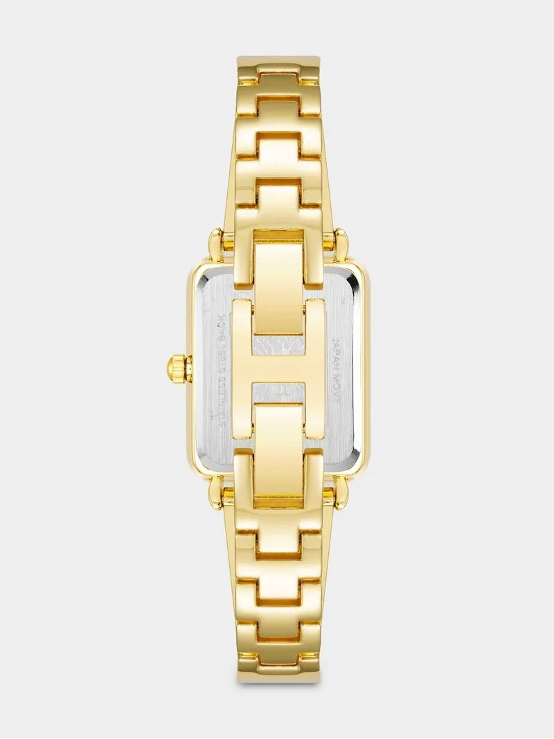 Anne Klein Gold Plated Black Dial Rectangular Bracelet Watch