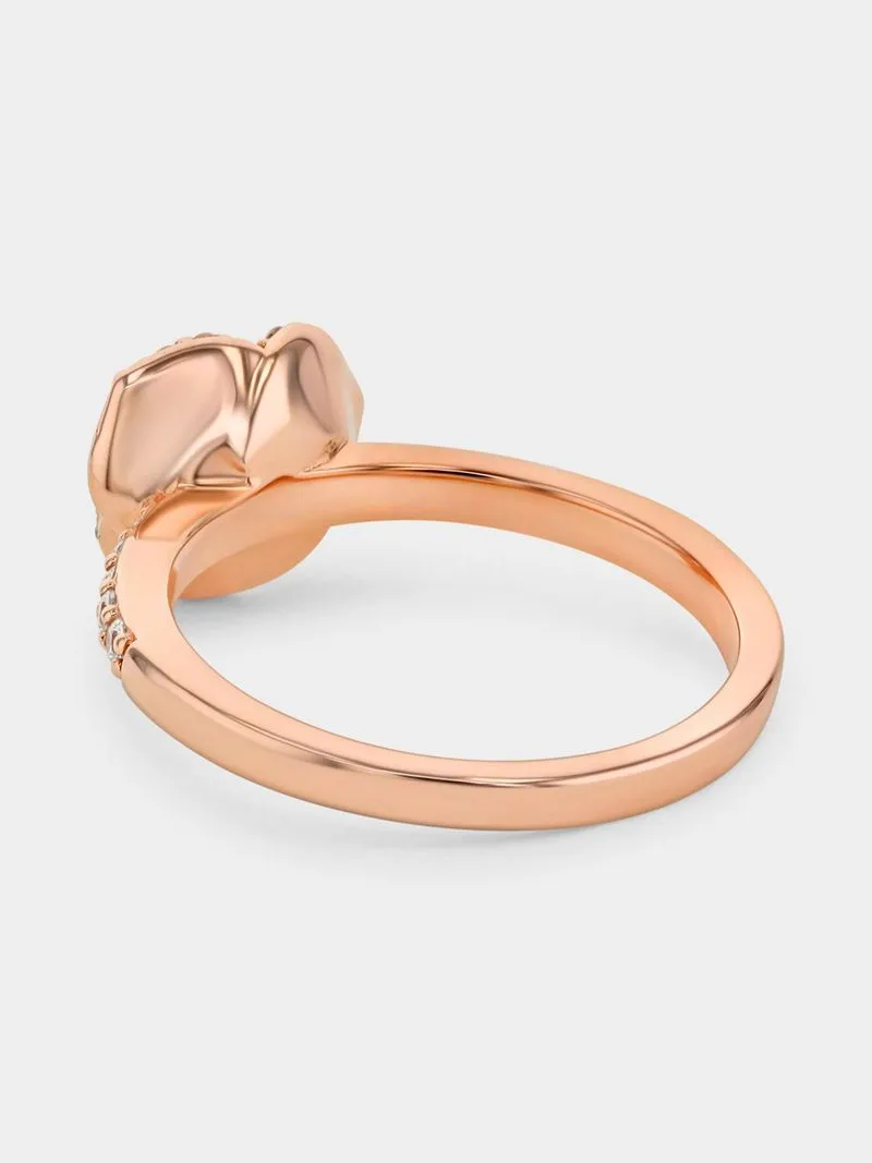Rose Plated Sterling Silver Cubic Zirconia Rose Pavé Ring