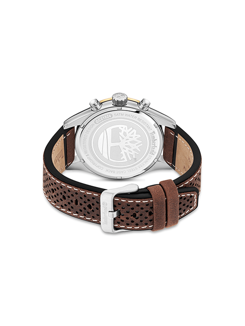 Timberland Men's Aldridge Silver Toned & Brown Leather Chronograph Watch
