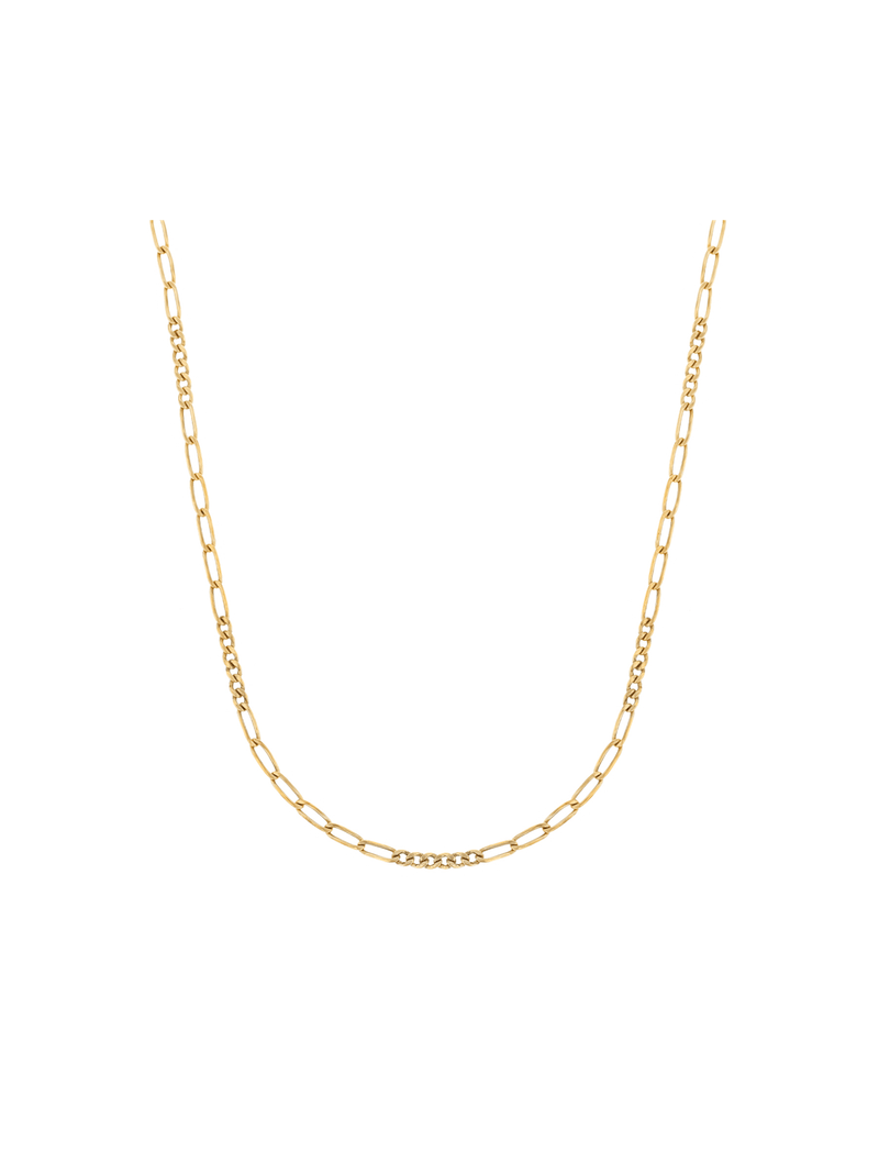 Yellow Gold & Sterling Men's bonded together Figaro Chain