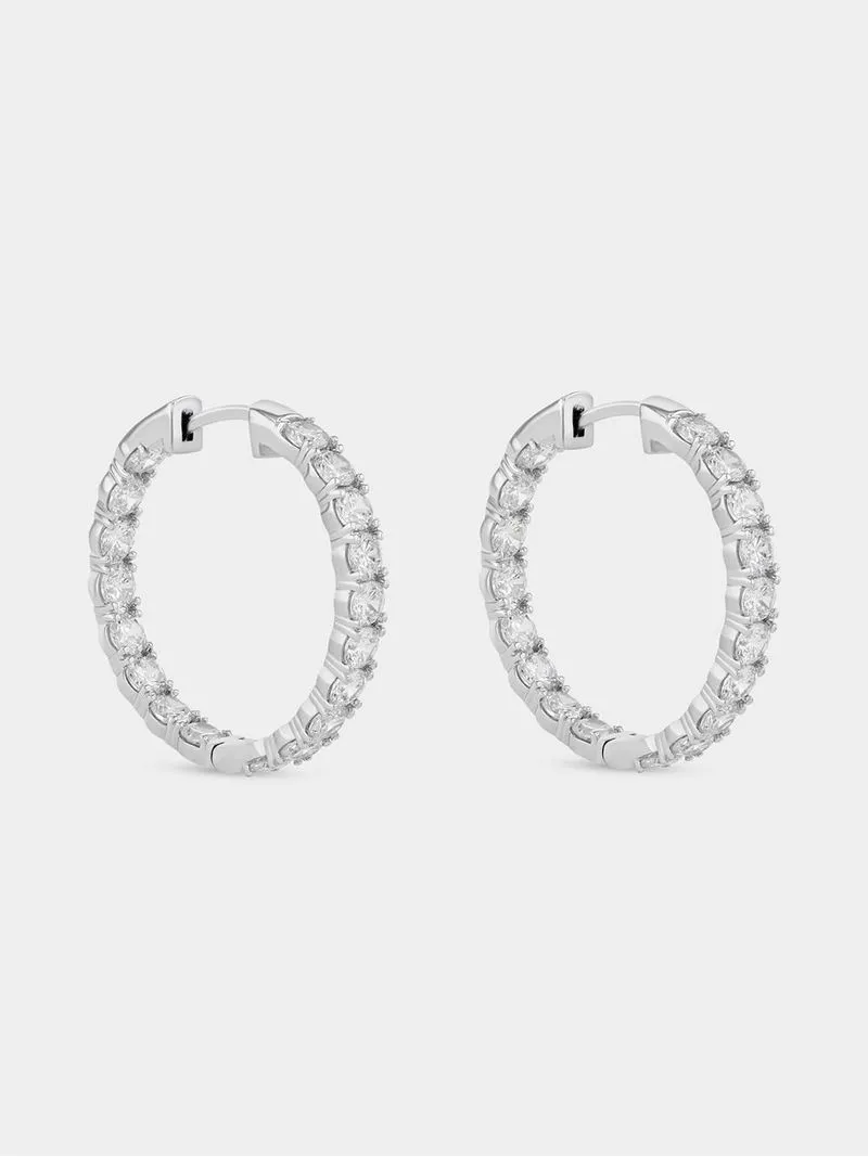 Cheté Sterling Silver Cubic Zirconia Hoop Earrings