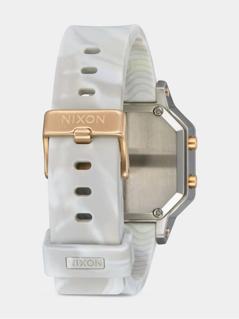 Nixon Women's Siren Stainless Steel Silver Plated & Grey Marble Silicone Digital Watch