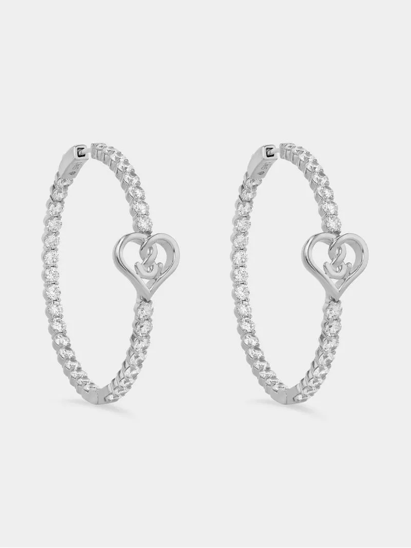 Gert Johan Coetzee Sterling Silver 7ct White Cubic Zirconia Love Generation Love Knot Ultimate Hoop Earrings