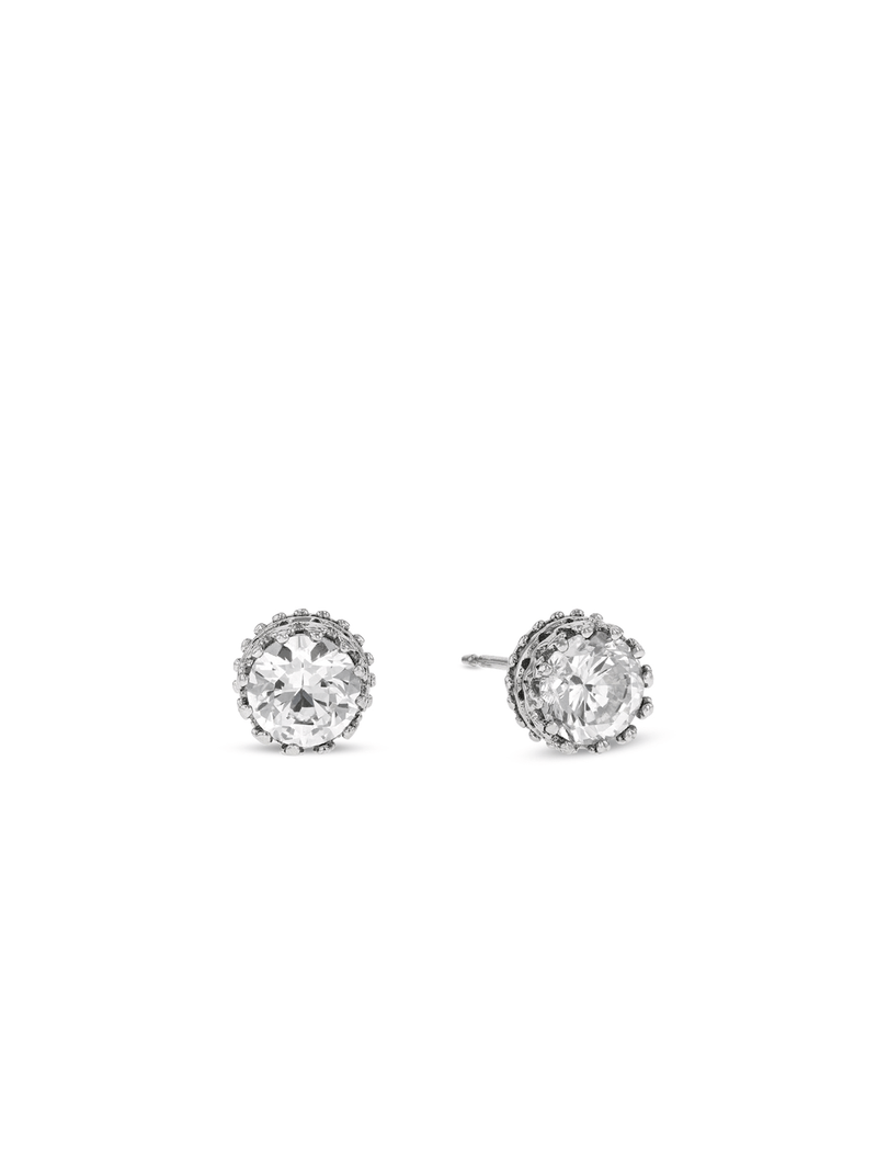 Cheté Sterling Silver & Cubic Zirconia Crown Stud Earrings