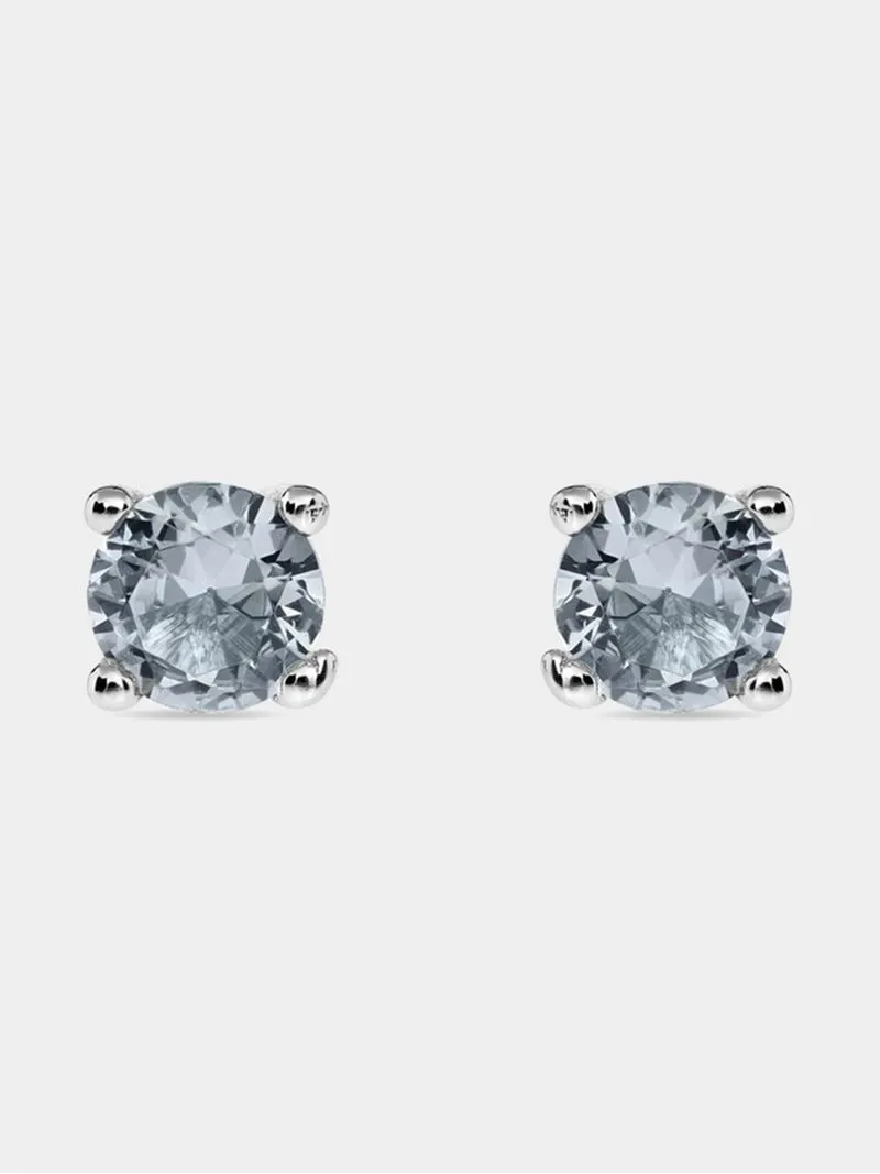 Sterling Silver Baby Blue Cubic Zirconia Kid's Round Stud Earrings