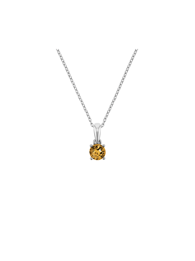 Sterling Silver Diamond & Citrine Birthstone Pendant