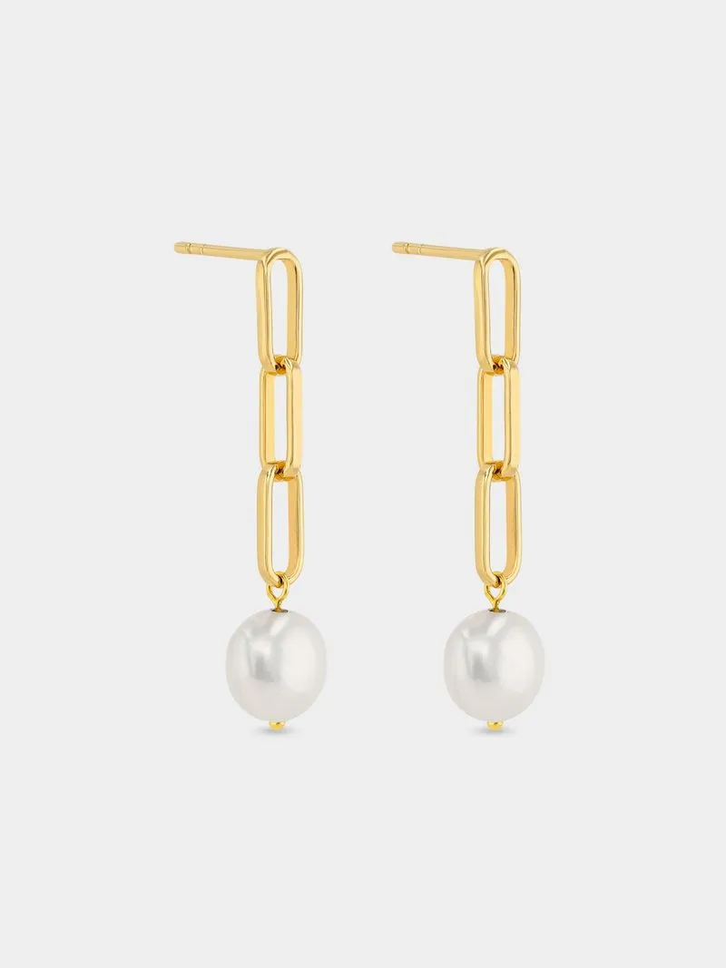 Sterling Silver Womens Baroque Pearl Drop Earring