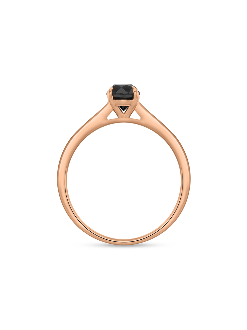 Rose Gold 0.90ct Black Diamond Round Twinset Ring