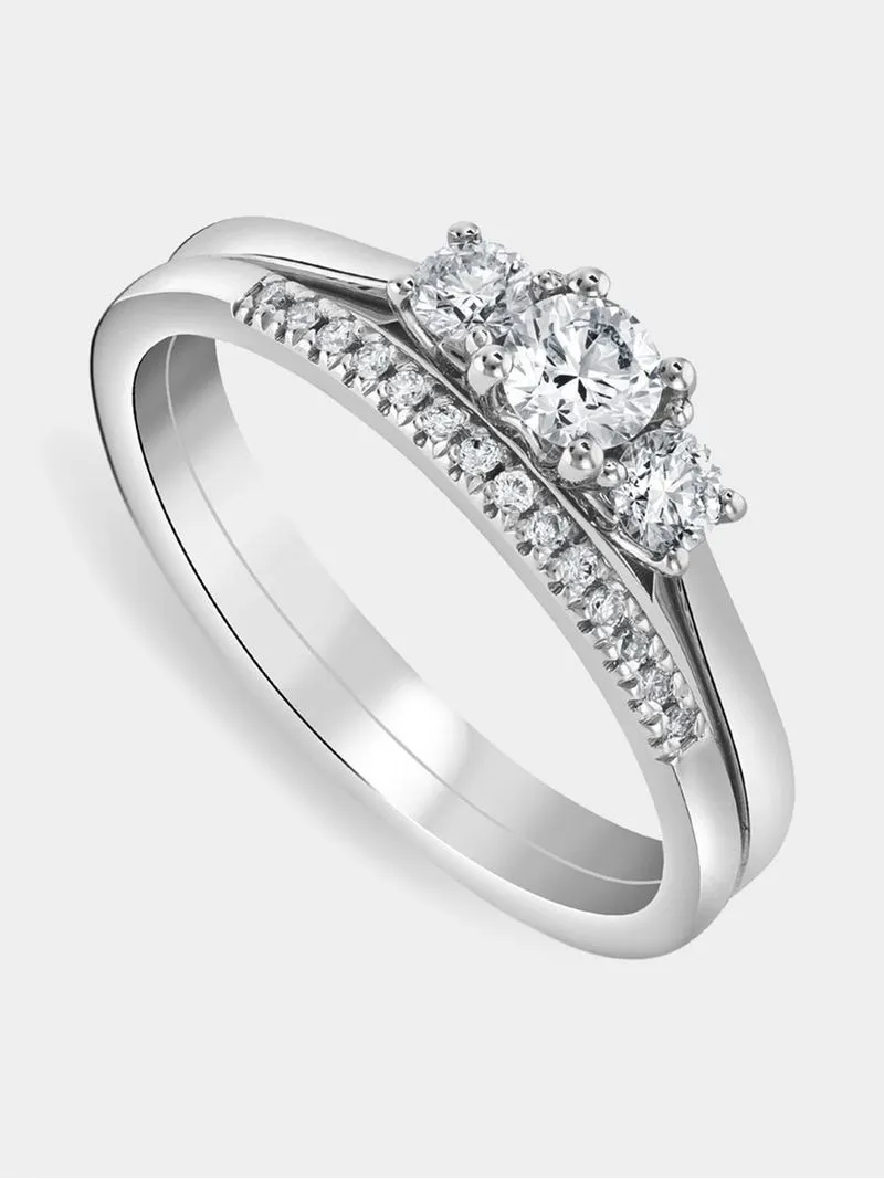 White Gold 0.50ct Diamond Trilogy Twinset Ring