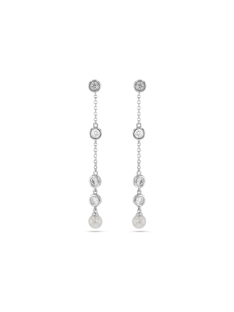 Cheté Sterling Silver Freshwater Pearl & Cubic Zirconia Lariat Necklace