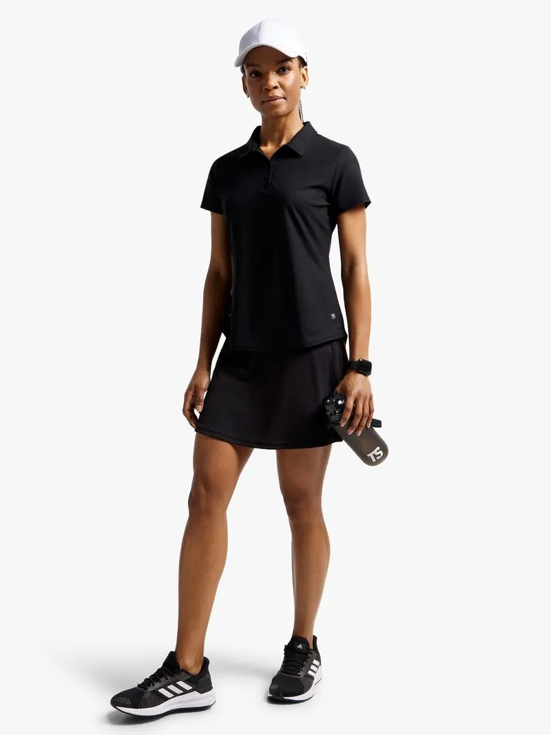 TS Ladies Golfer Tee Black Polyester Performance Top
