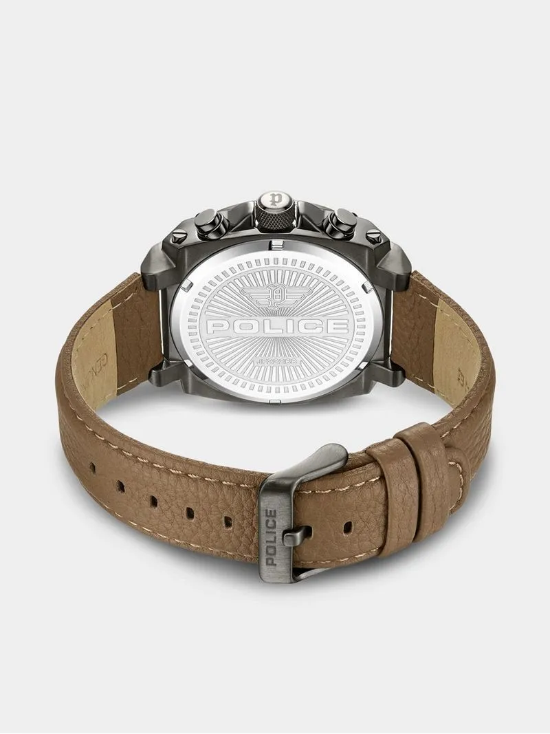 Police Men's Norwood Gunmetal Plated & Tan Leather Chronograph Watch