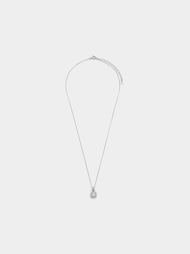 Sterling Silver Cubic Zirconia Double Halo Cushion Pendant