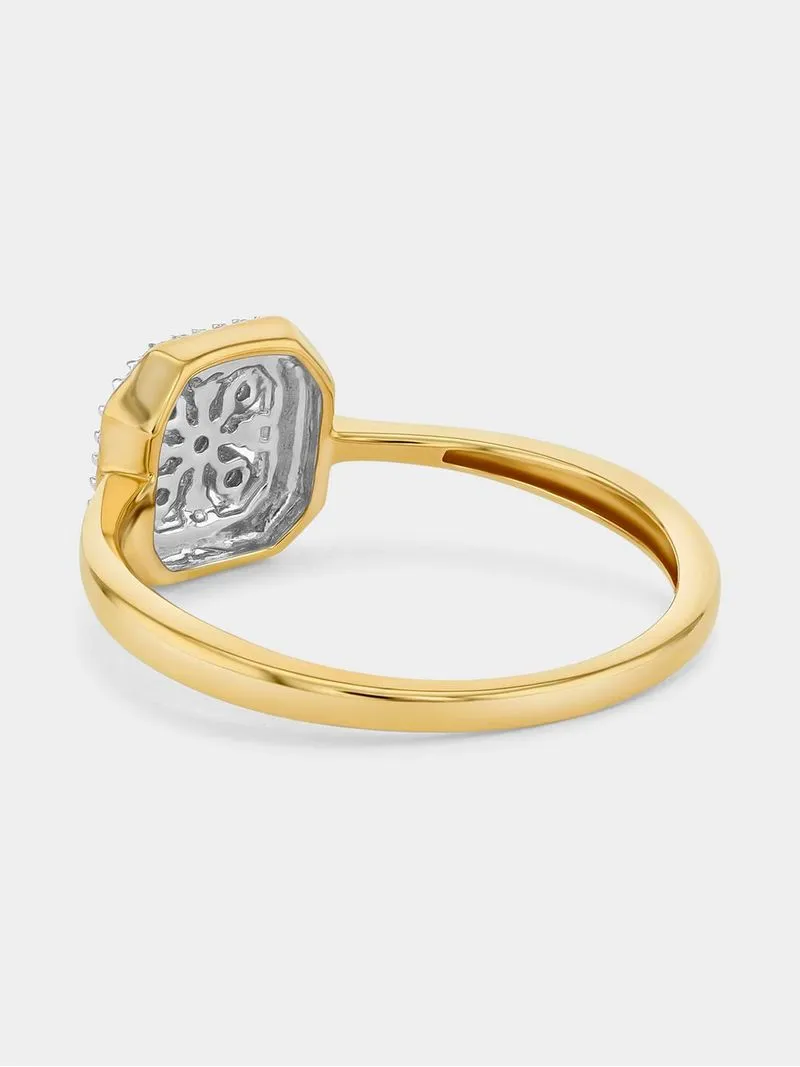 Yellow Gold 0.03ct Diamond Starlight Cushion Halo Ring