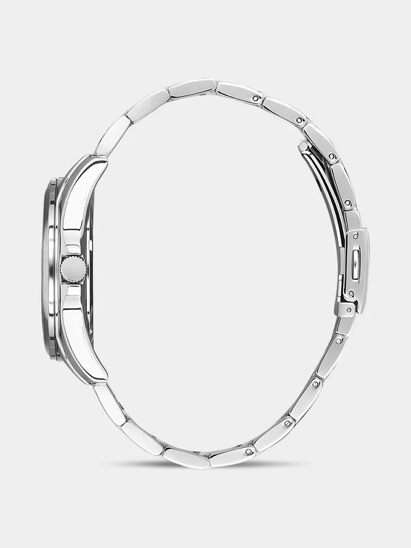 Daniel Klein Silver Plated Green Dial Stainless Steel Bracelet Watch