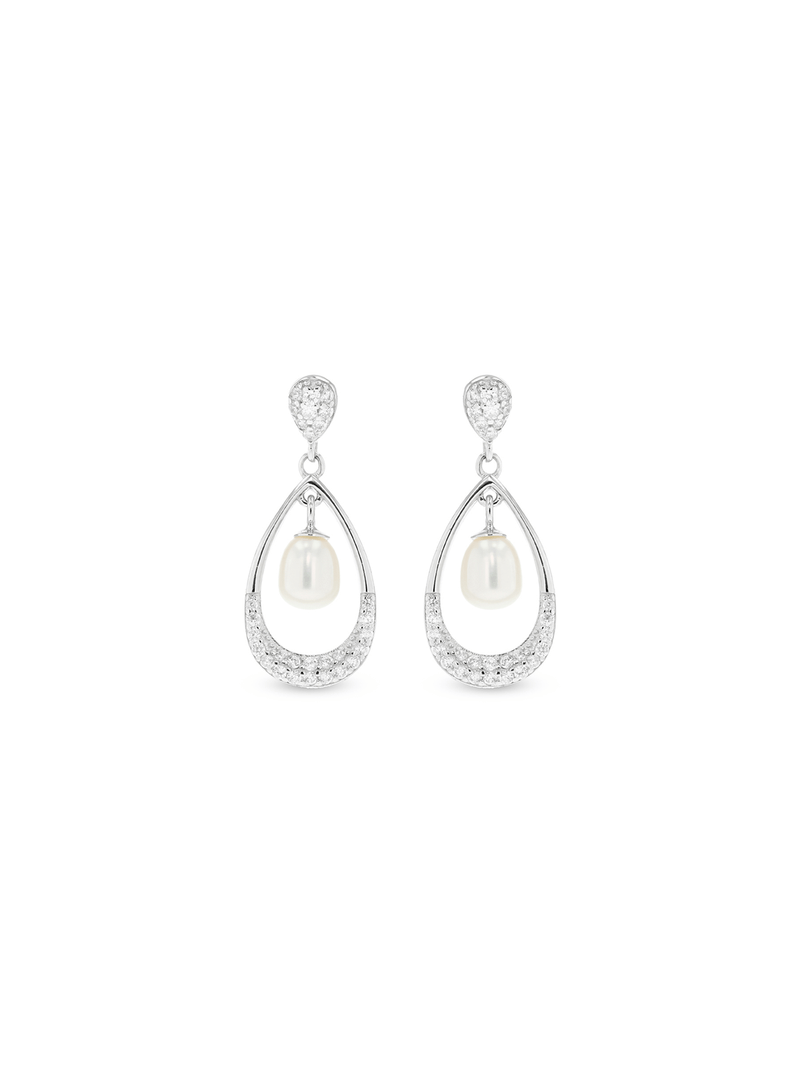 Sterling Silver & Freshwater Pearl Teardrop Drop Earrings