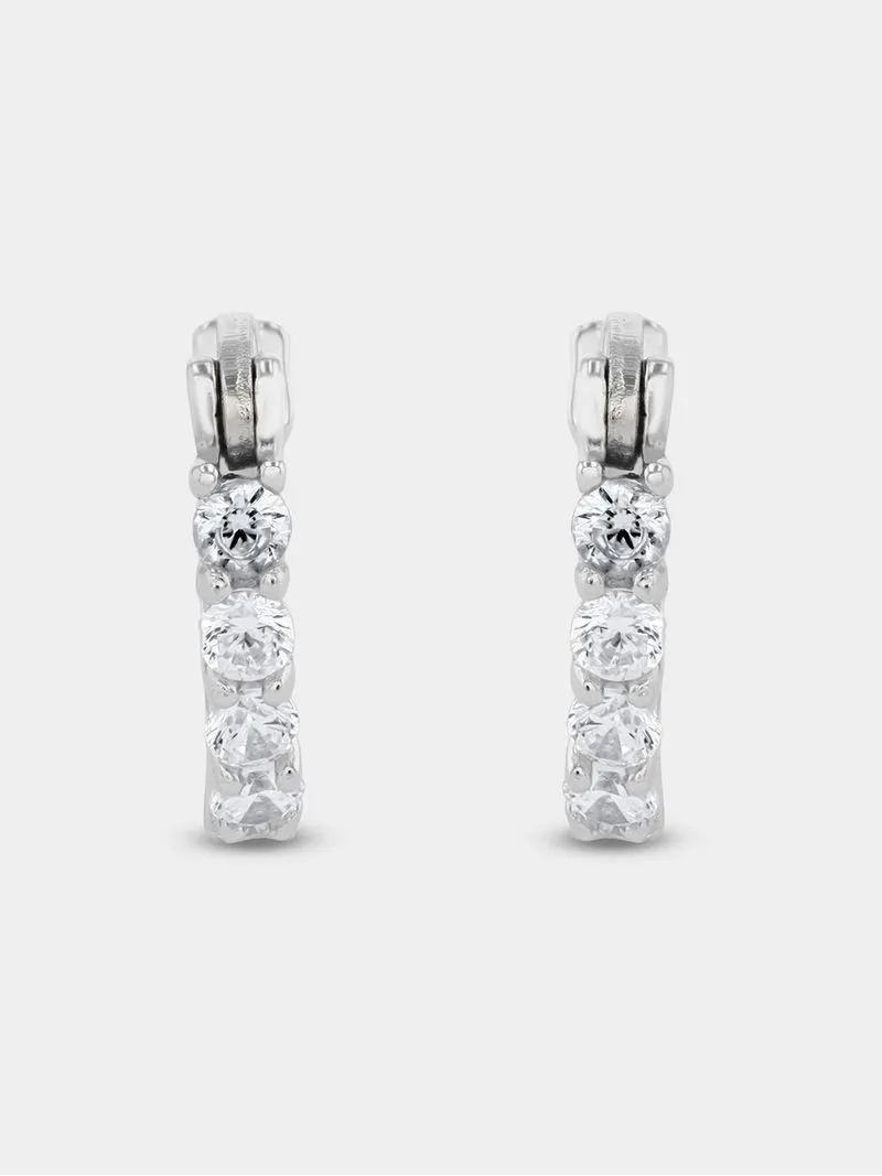 Sterling Silver Cubic Zirconia Women’s Mini Hoop Earrings