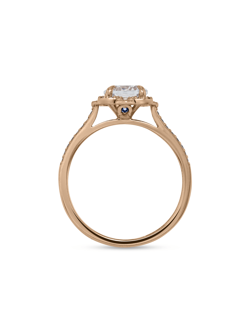Rose Gold Moissanite Vintage-Style Women’s Halo Ring