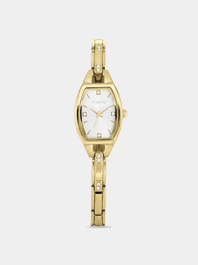 Tempo Woman's Silver Dial Gold Tone Bracelet Watch