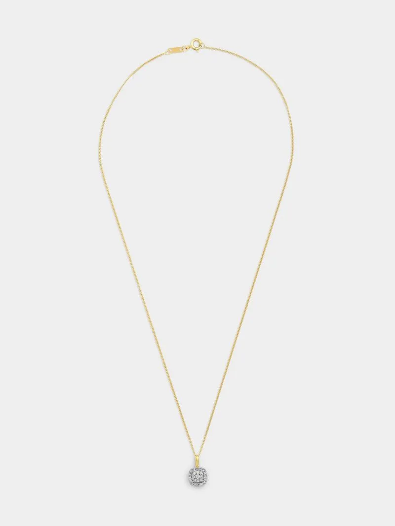 Yellow Gold 0.26ct Lab Grown Diamond Cushion Pendant