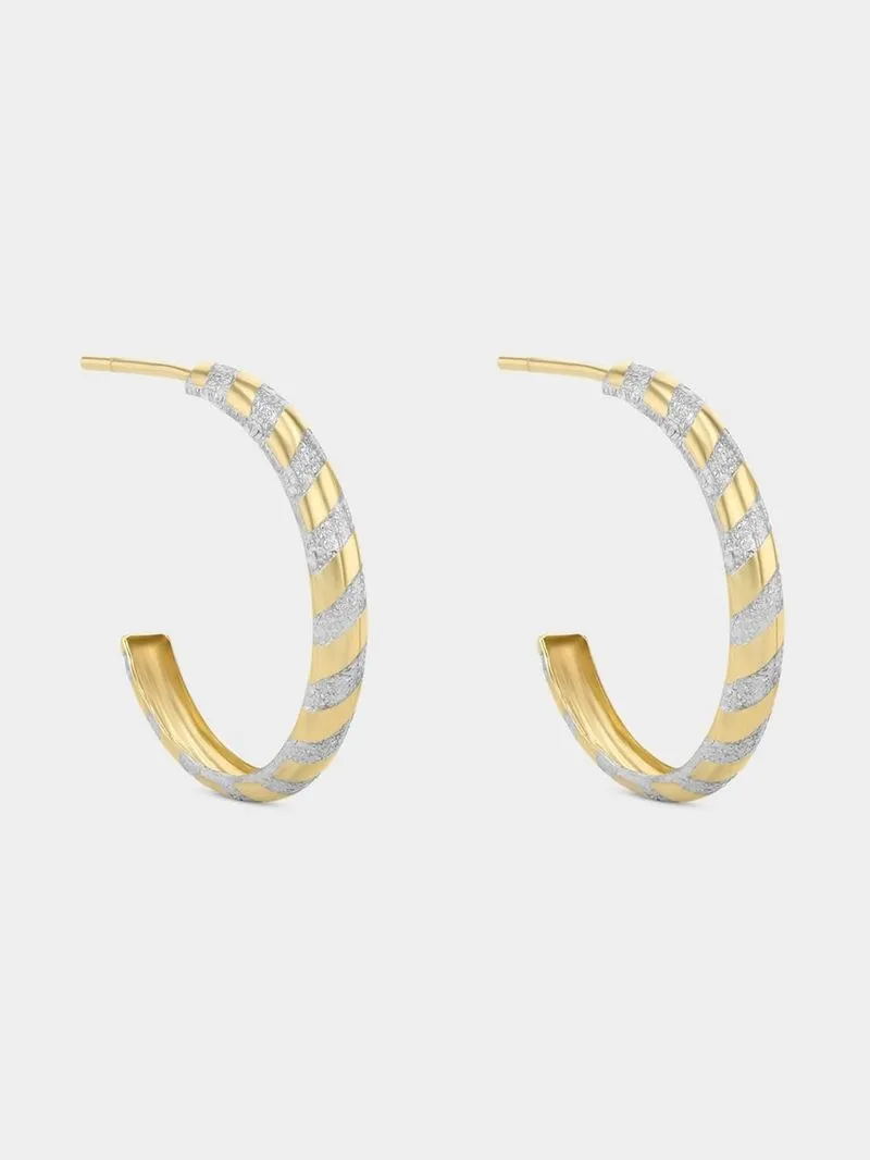 Yellow Gold Women’s Candy Stripe Open End Hoop Earrings