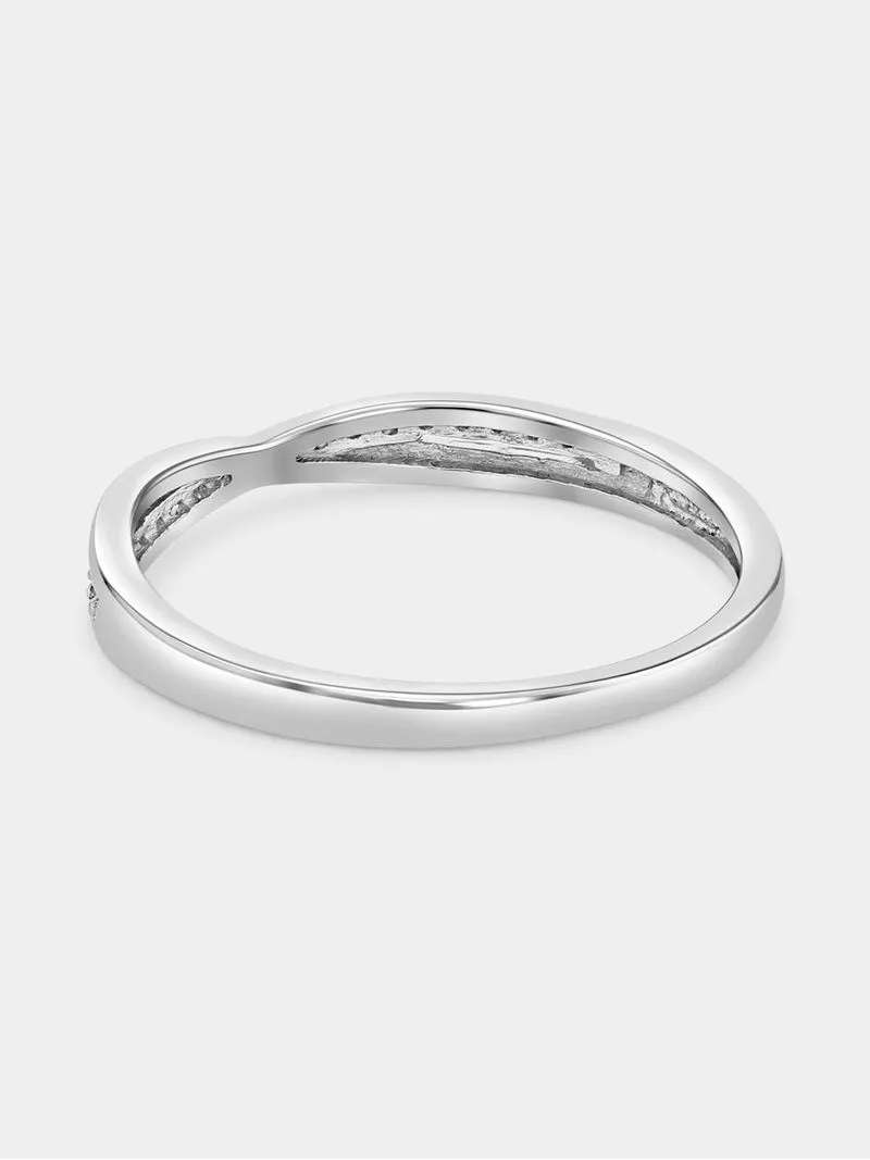 White Gold Diamond & Created Sapphire Twisted Anniversary Ring