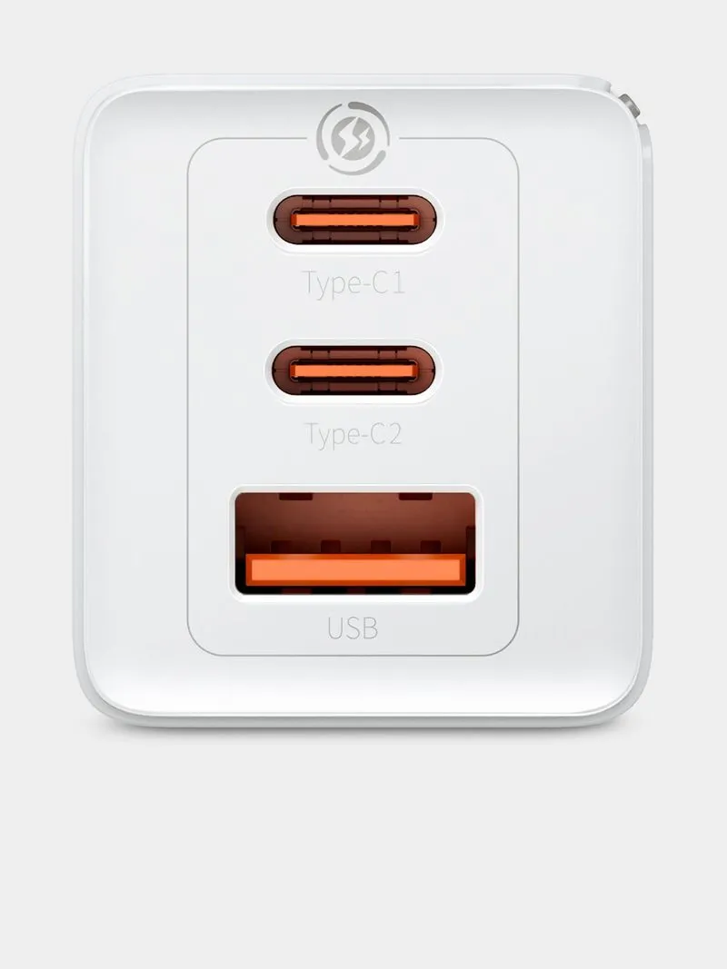 Baseus GaN5 Pro 65W Fast Charger with 3 Ports, 2 USB-C + USB-A EU