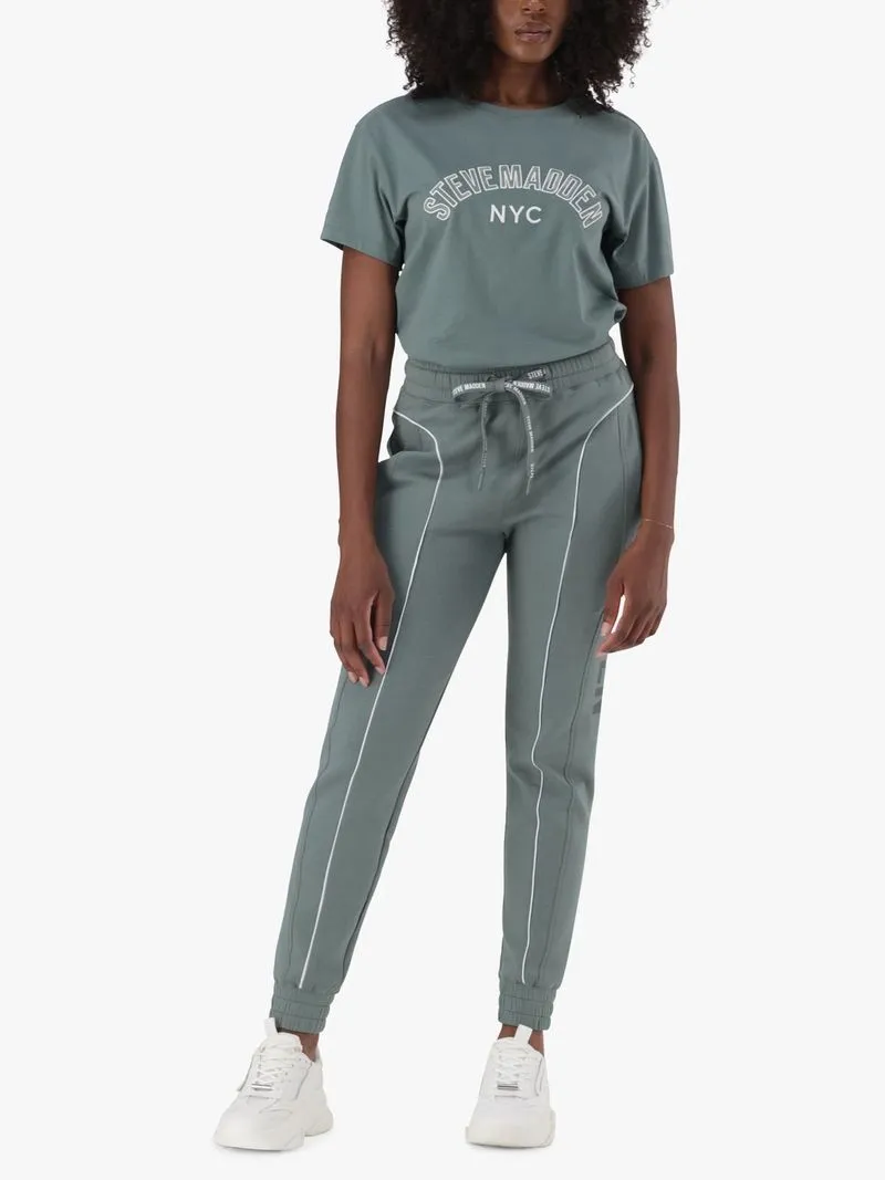 Women's Steve Madden Green Willow Oversized Logo T-shirt