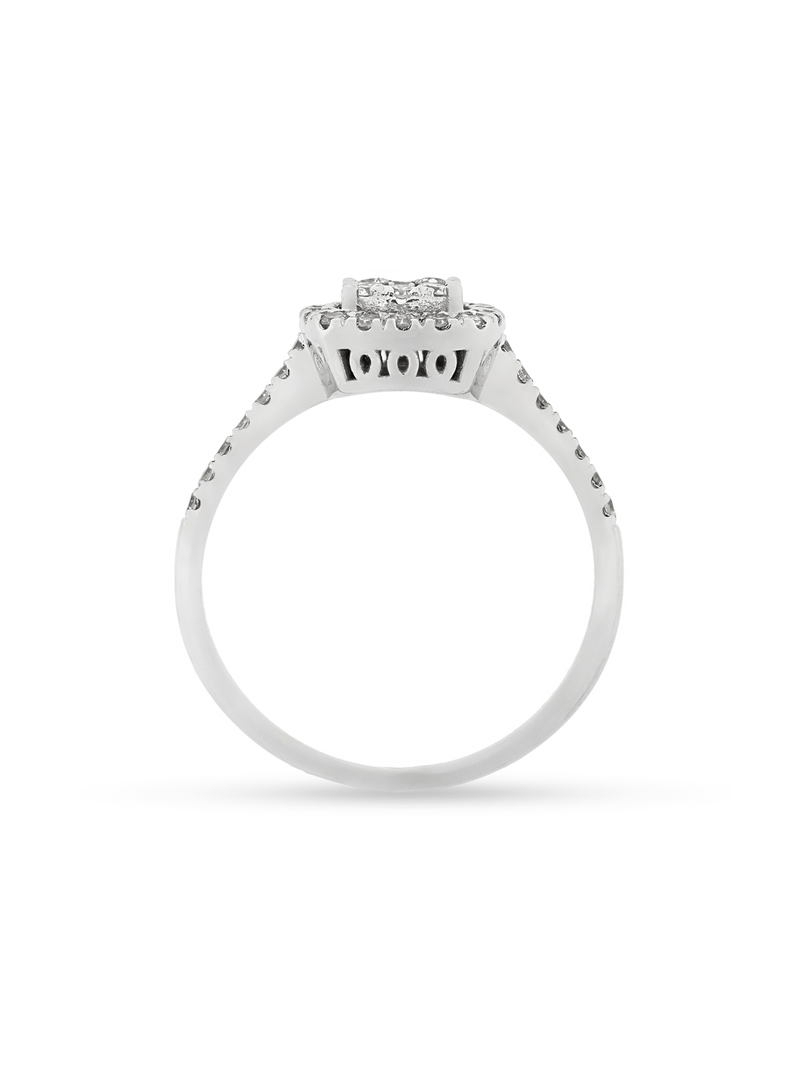 White Gold & 0.50ct Gold Cushion Halo Ring