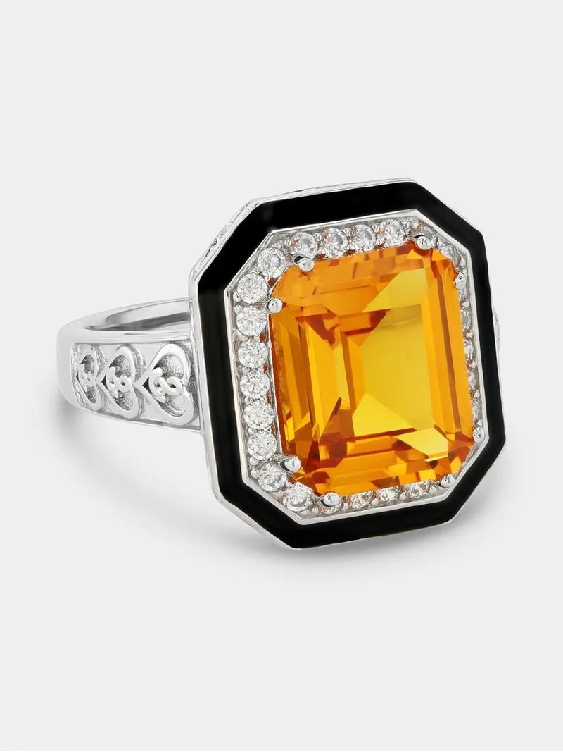 Gert Johan Coetzee Gold-tone Sterling Silver Cognac Cubic Zirconia Love Generation Love Knot Statement Ring
