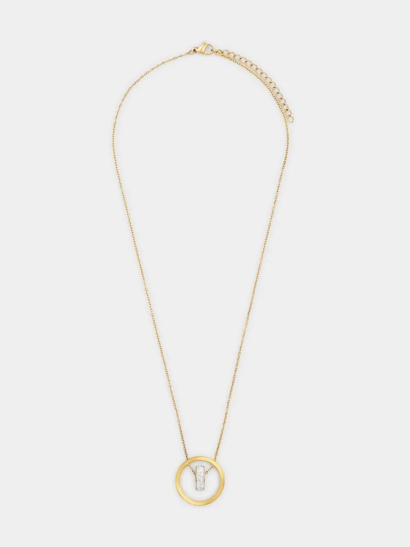 Tempo Jewellery Gold Plated Stainless Steel Cubic Zirconia Interlocking Circle Pendant