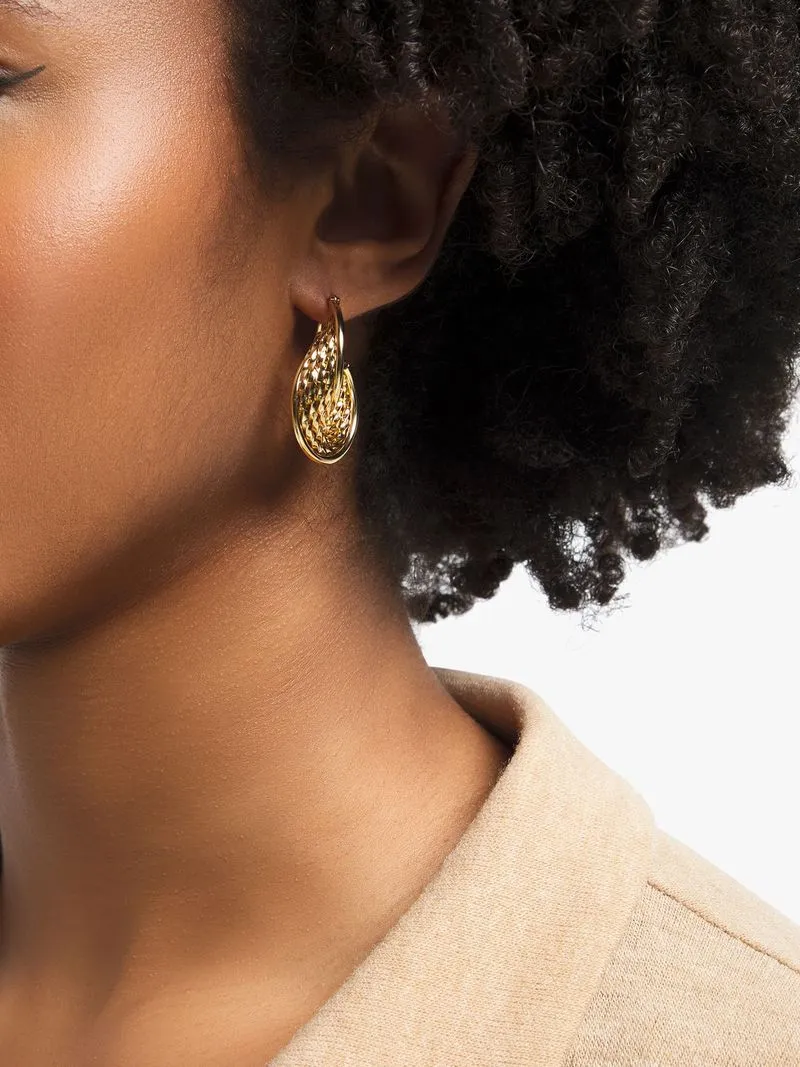 Stainless Steel 18ct Gold Plated Vintage Twisted Hoops