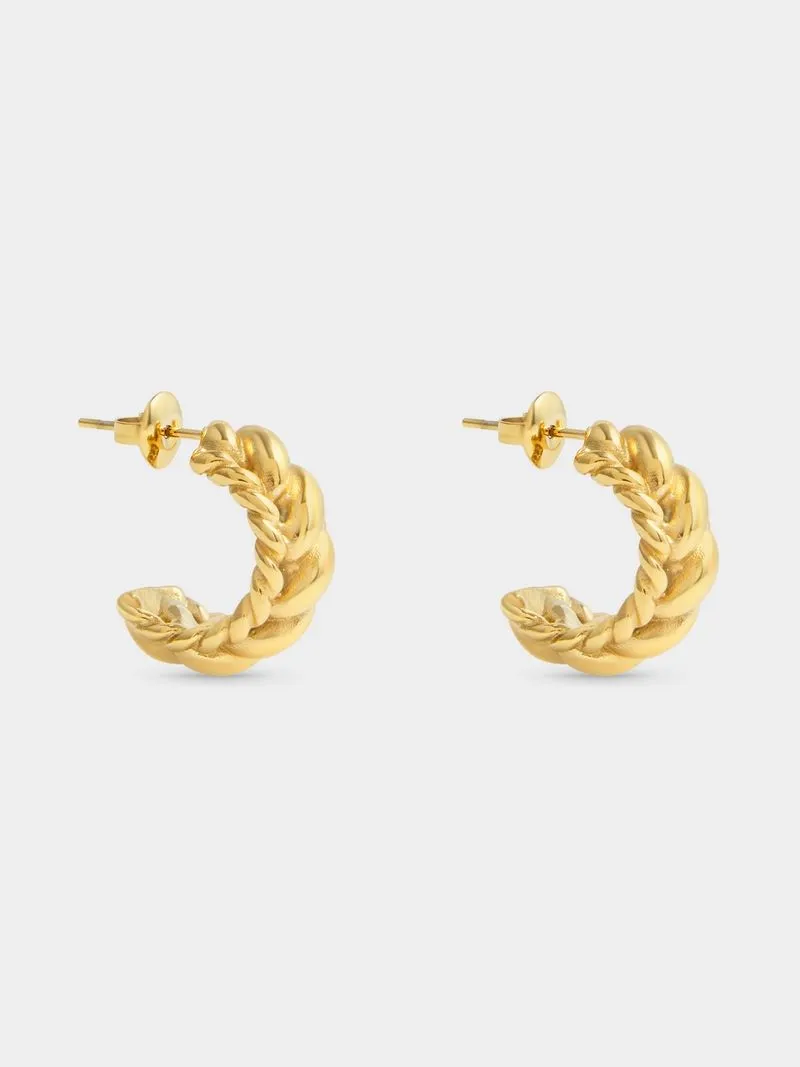 Stainless Steel 18ct Gold Plated Waterproof Rope Hoops