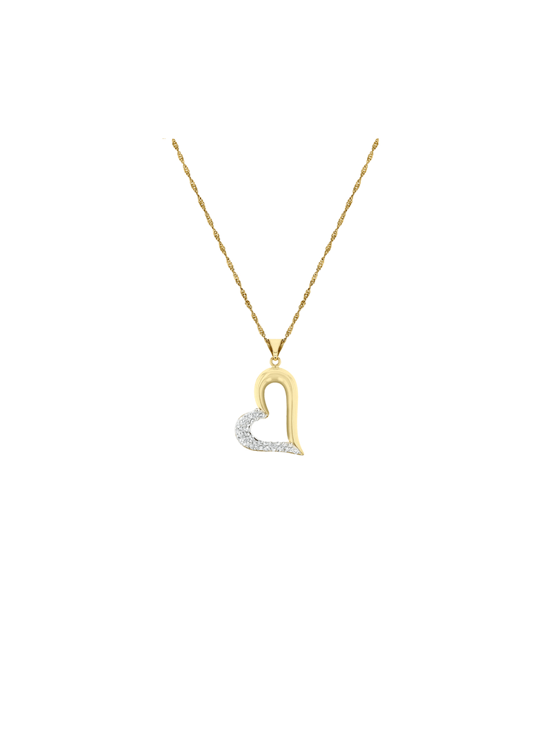 Yellow Gold & Sterling Silver Crystal SIide Heart on a Chain