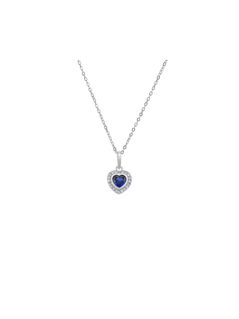 Sterling Silver Royal Blue Cubic Zirconia Kid's September Birthstone Pendant Necklace