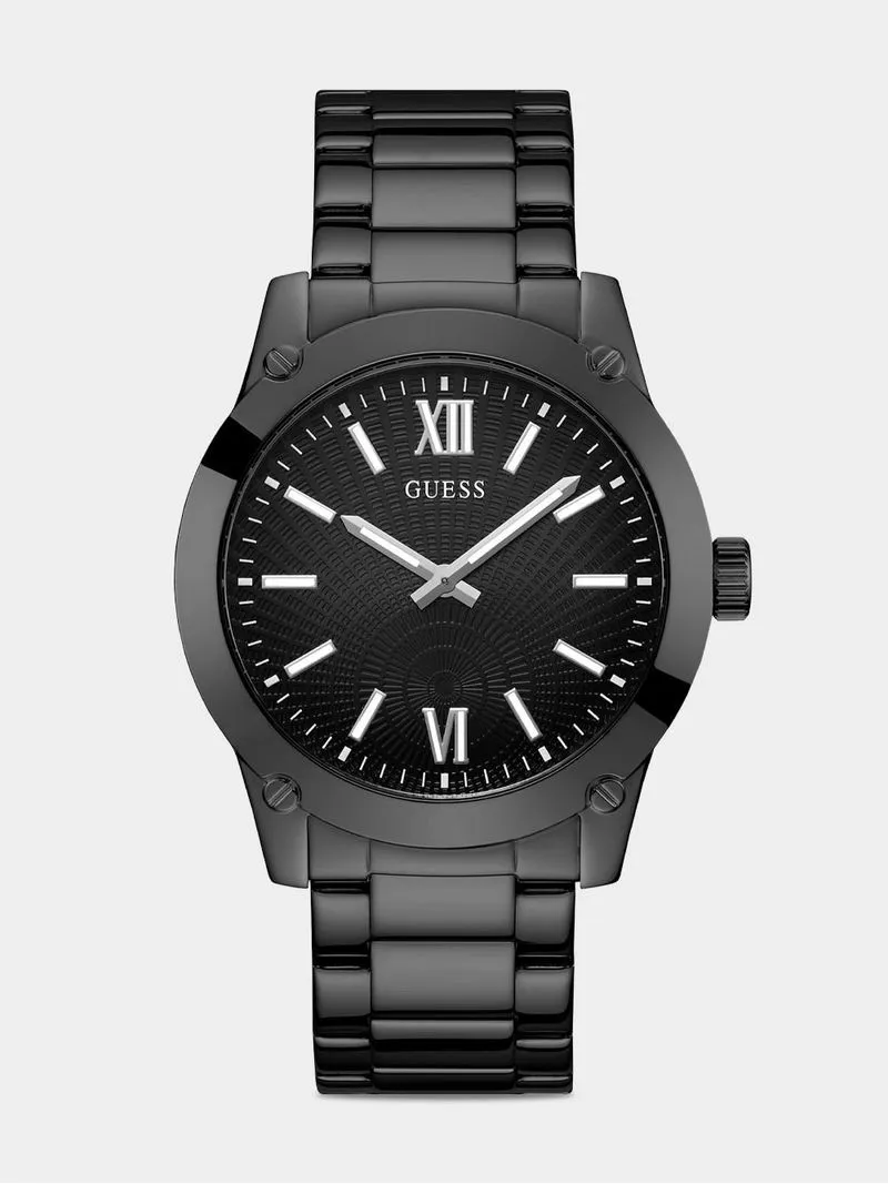 Guess Crescent Black Plated Stainless Steel Bracelet Watch