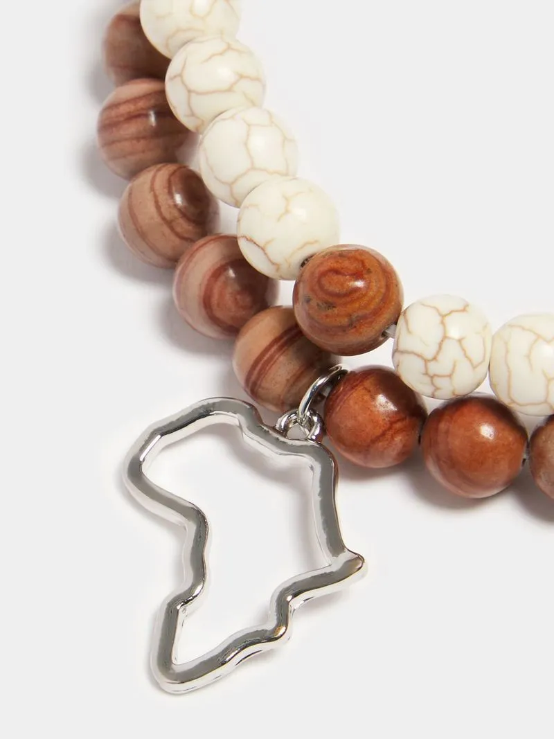 Men's Markham Mixed Stone Africa Pendant Multicolour Bracelet Pack