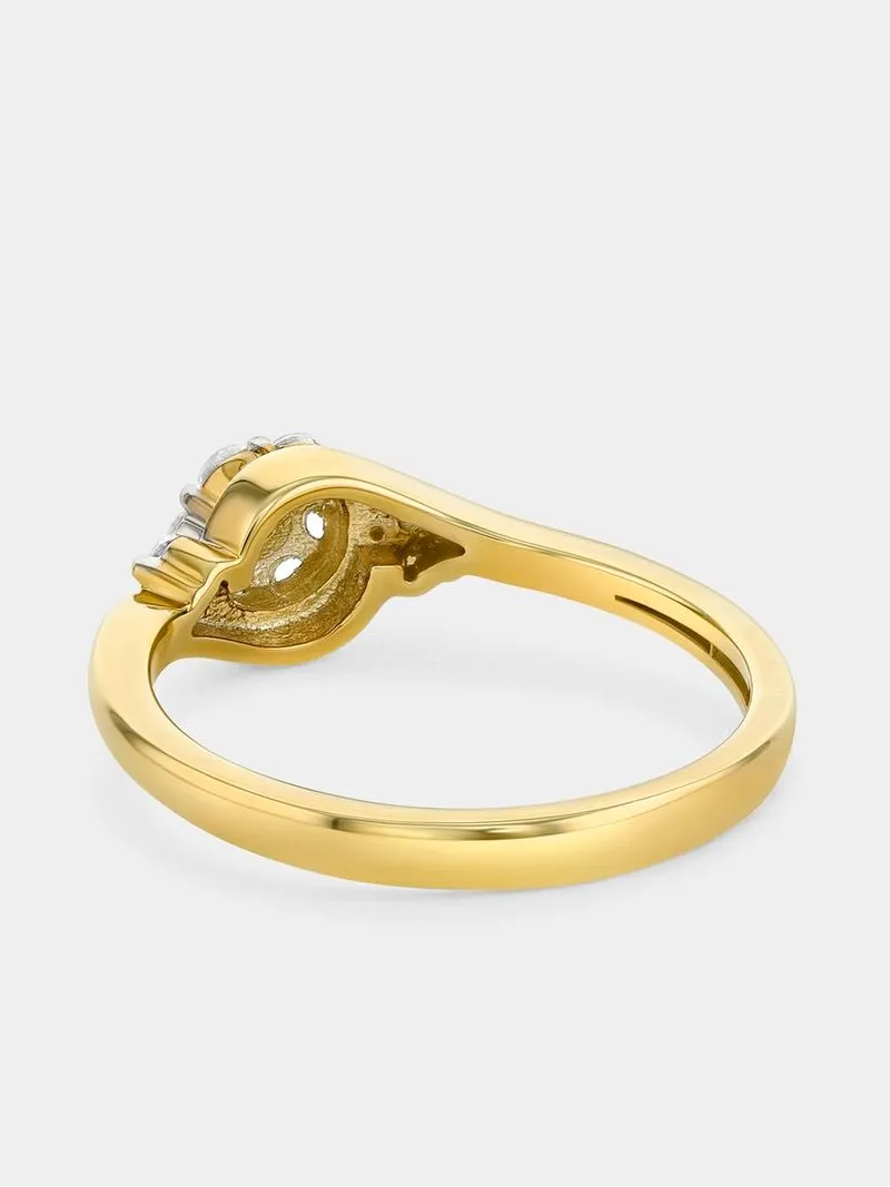 Yellow Gold Diamond & Created Sapphire Flower Ring