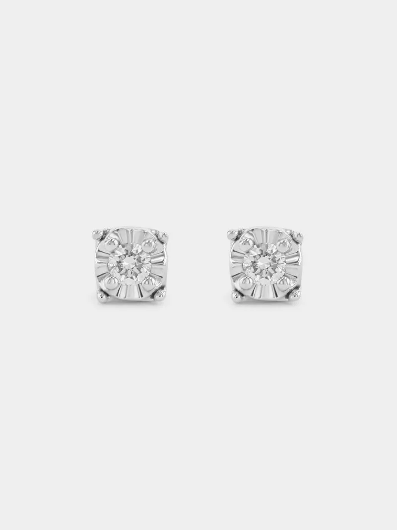 Sterling Silver Lab Grown Diamond Solitaire Stud Earrings