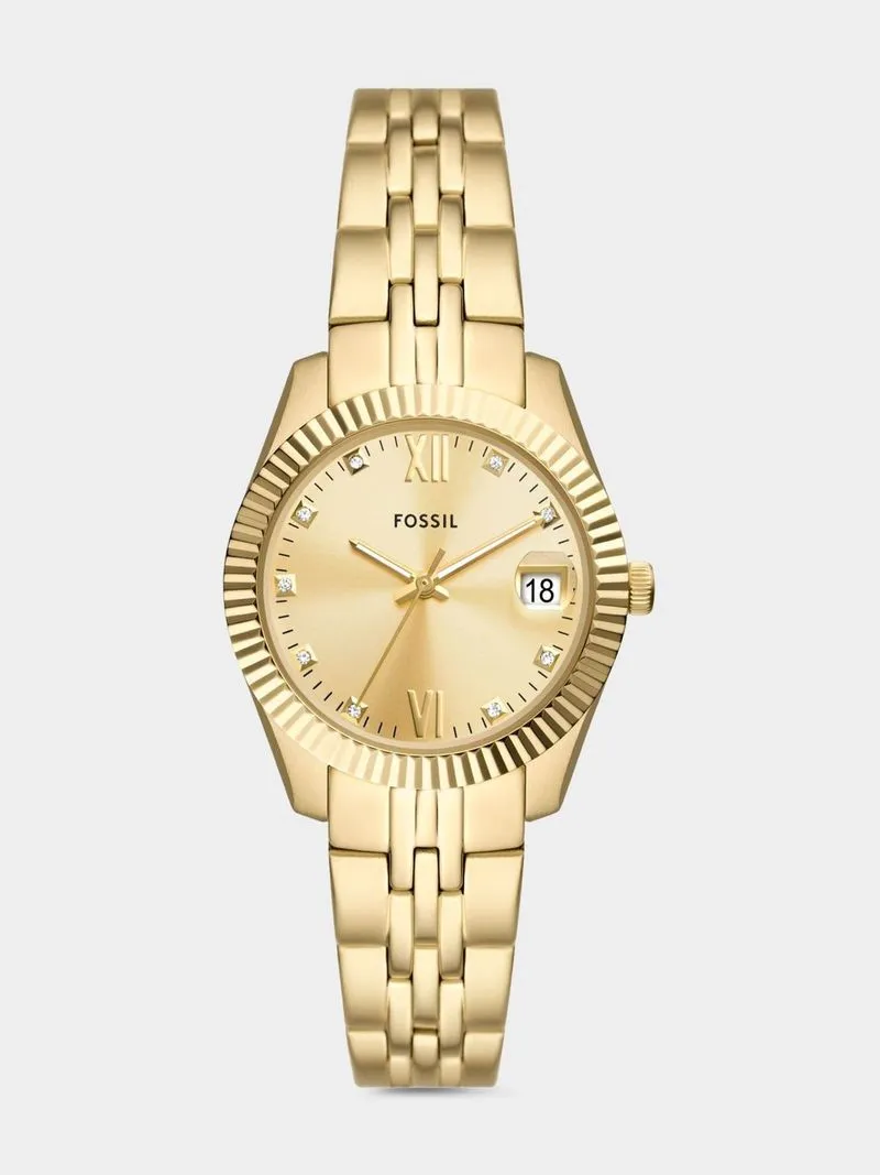 Fossil Scarlette Gold Plated Stainless Steel Bracelet Watch