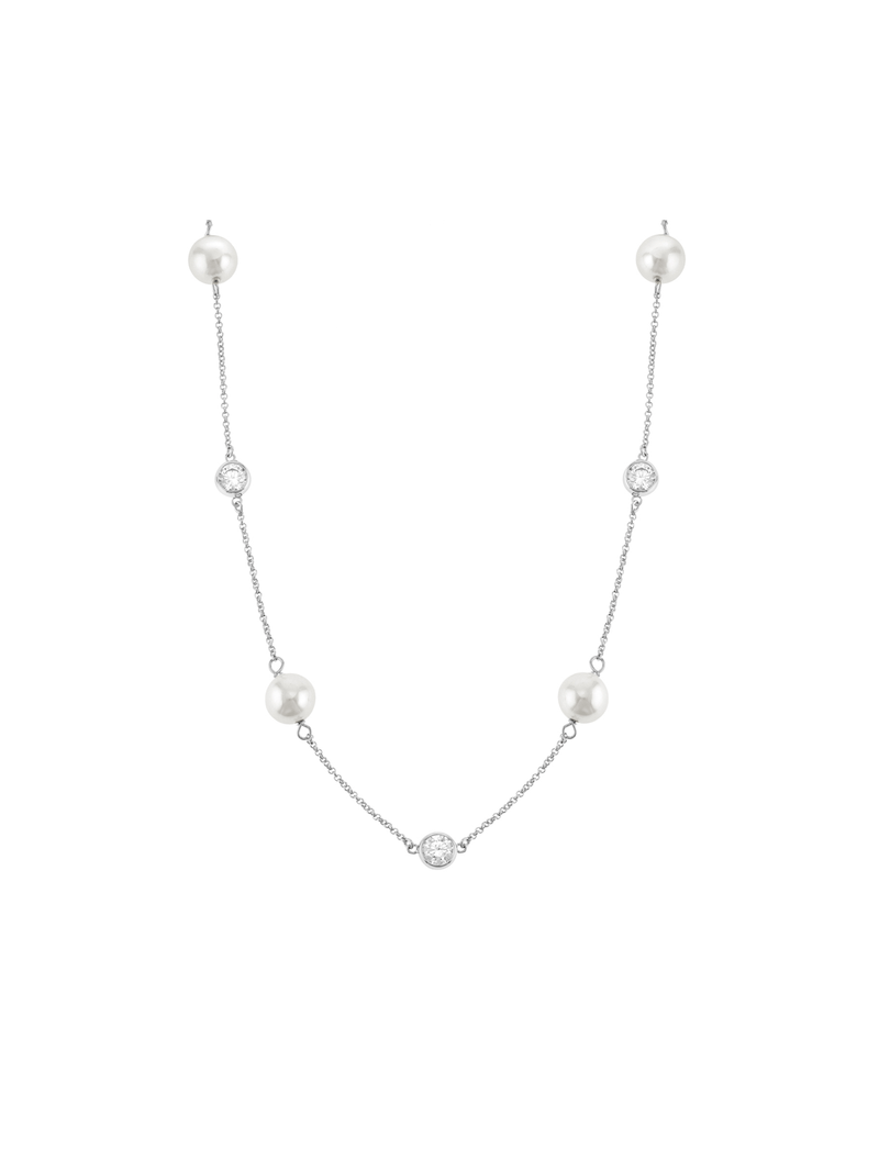 Cheté Sterling Silver Freshwater Pearl & Cubic Zirconia Necklace