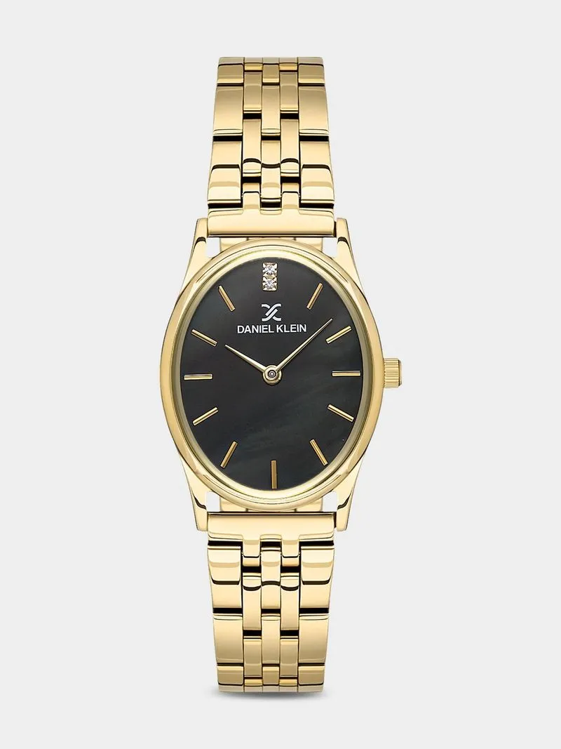 Daniel Klein Gold Plated Black Dial Bracelet Watch