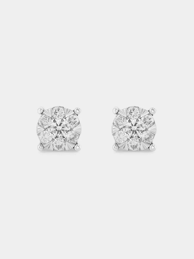 White Gold 0.50ct Diamond Illusion Solitaire Stud Earrings