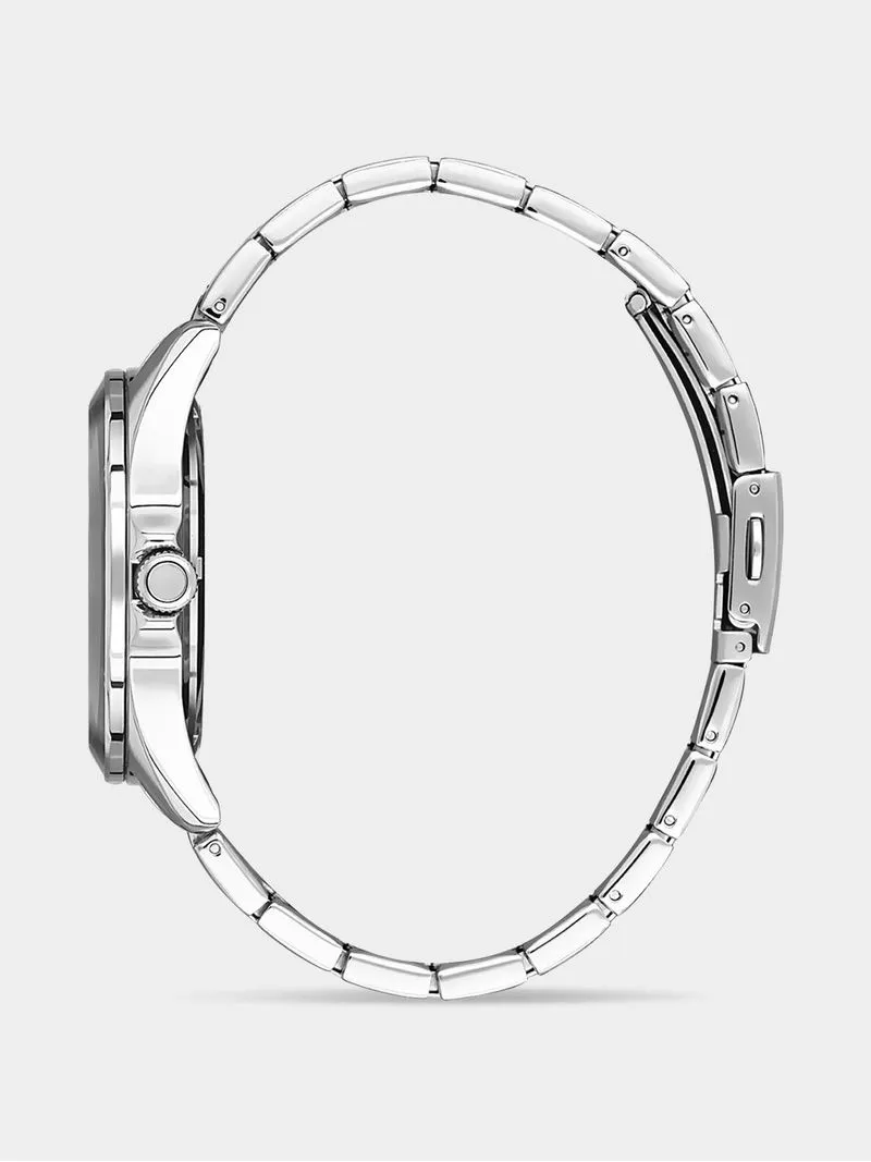Daniel Klein Silver Plated Blue Dial Stainless Steel Bracelet Watch