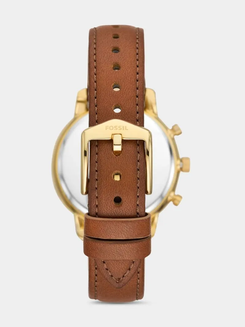 Fossil Neutra Gold Plated Brown Leather Chronograph Watch