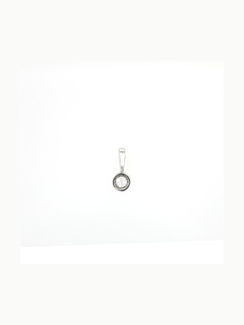 9ct White Gold 0.10ct Diamond Tube-Set Pendant On Chain